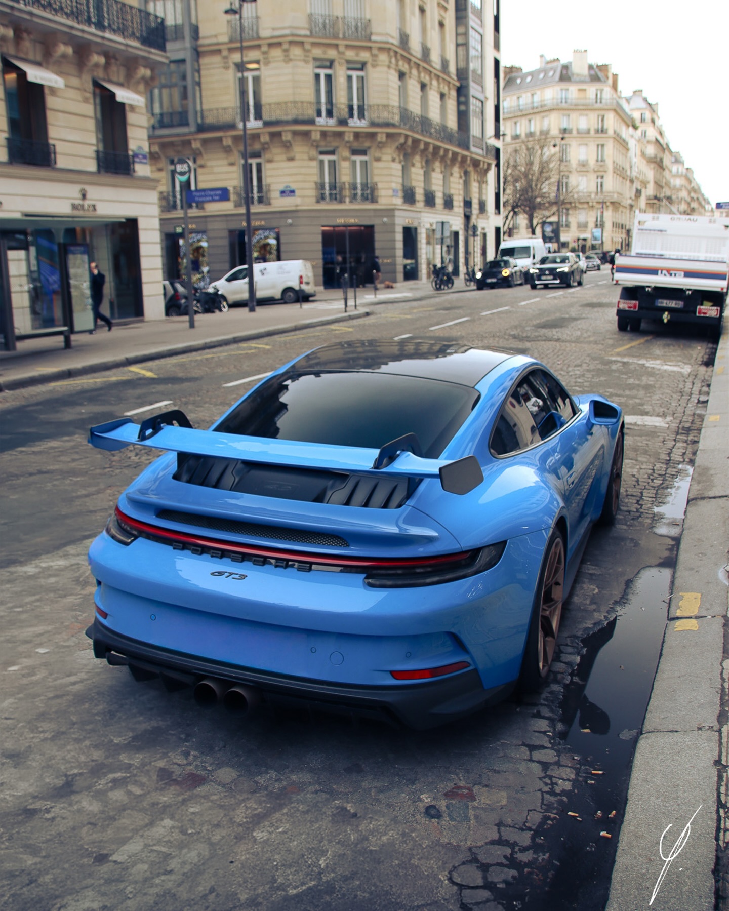 Porsche 911 GT3 bleue — shooting automobile Paris